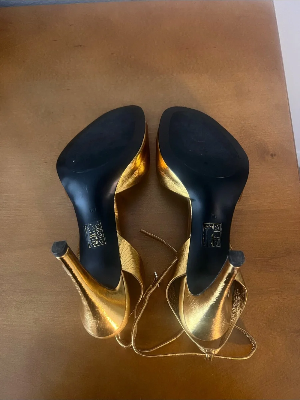 Jeffrey Campbell Metallic Gold Strappy Open-Toe Heels